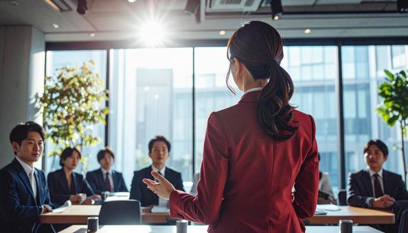 プレゼンテーションをするビジネスマン プレゼンテーションをするビジネスマンの写真