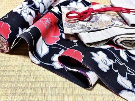 浴衣 和装,浴衣,細帯の写真素材