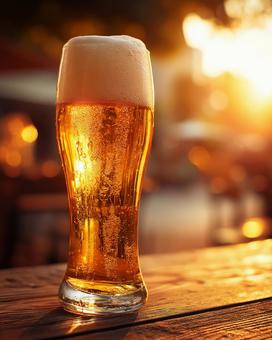 泡と光に包まれた、ビールのクローズアップ 泡と光に包まれた、ビールのクローズアップの写真