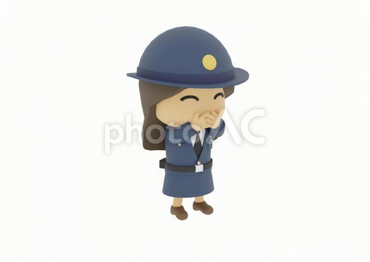 口元に手を当てて笑う警視庁警察警官の婦警 婦警,警察官,警察の写真素材