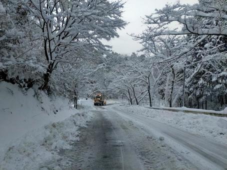 雪道の除雪 冬,風景,自然の写真素材