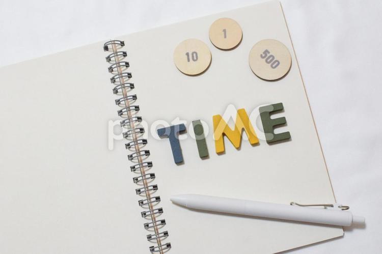 timeの文字とデスク周り④ タイム,time,時間の写真素材