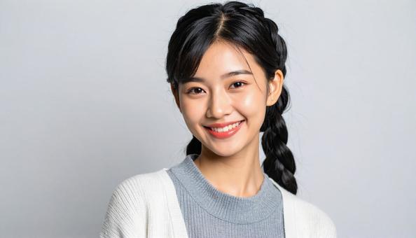 カットモデル笑顔の女性 カットモデル笑顔の女性の写真