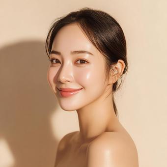 清潔感と幸福感あふれる女性の笑顔 清潔感と幸福感あふれる女性の笑顔の写真