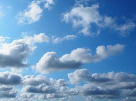 Photo, summer, blue sky, white clouds, 