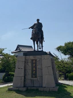 Statue of Todo Takatora at Imabari Castle, JPG