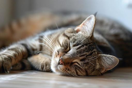 リラックスした猫の寝顔 リラックスした猫の寝顔の写真