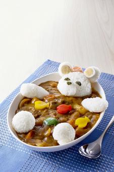 キャラクターカレー 湯船に浸かるクマさん キャラクターカレー 湯船に浸かるクマさん カレーライス,カレー,キャラの写真素材