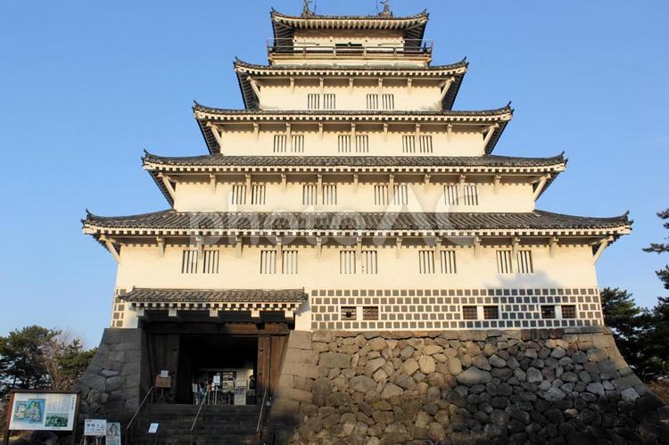 日本百名城・島原城復元天守閣、長崎県 島原城,長崎県,島原半島の写真素材
