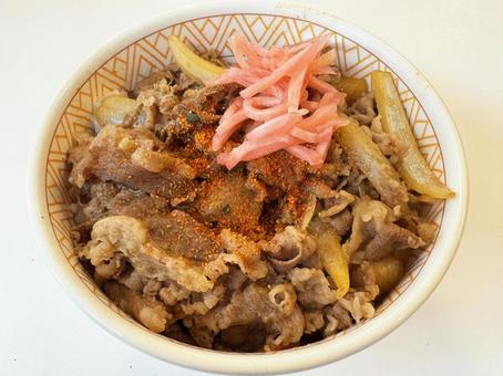 牛丼+紅しょうが 牛丼+紅しょうがの写真