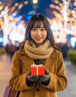 イルミネーション・彼女のプレゼントの写真