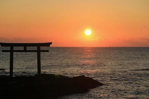 神磯の鳥居 神磯の鳥居 神磯の鳥居,海,茨城県の写真素材