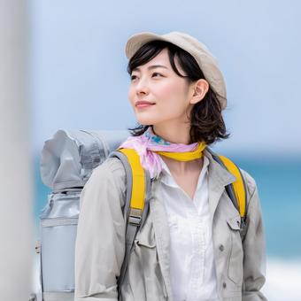 旅をする女性 旅をする女性の写真