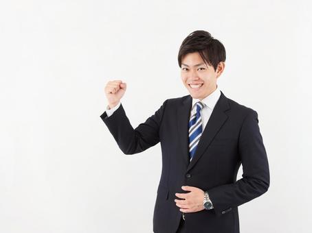 Business image guts pose man, guts pose, businessman, male, JPG