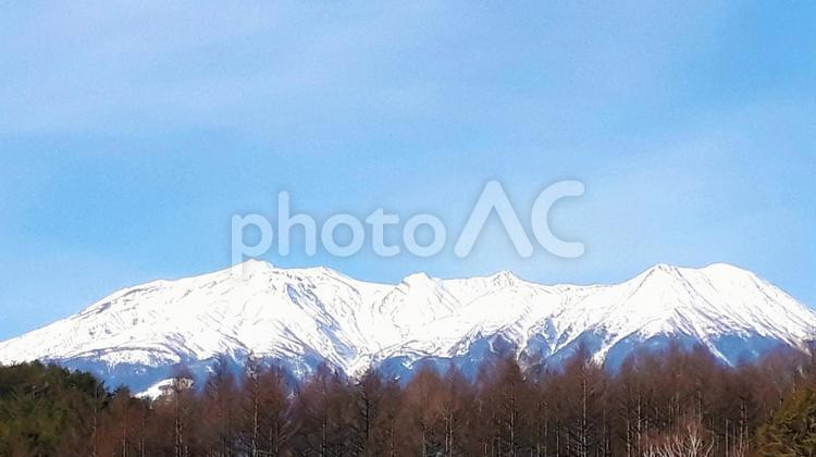 信州から撮影・雪景色の御嶽山 雪,山,冬の写真素材