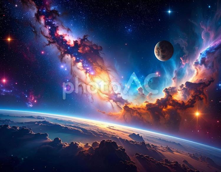 神秘的な宇宙空間　銀河系4 宇宙,天の川銀河,天の川の写真素材