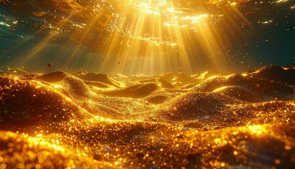 光芒に包まれる金の砂漠 光芒に包まれる金の砂漠の写真