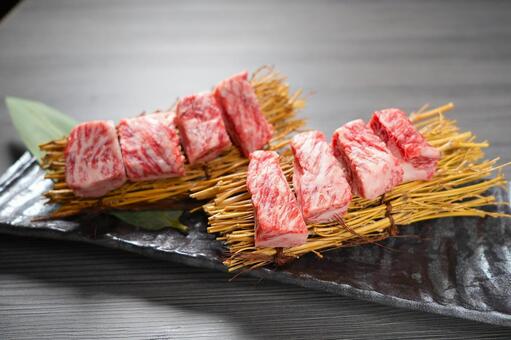 和牛 焼肉 中落ちカルビ サイコロ 焼肉,中落ち,カルビの写真素材