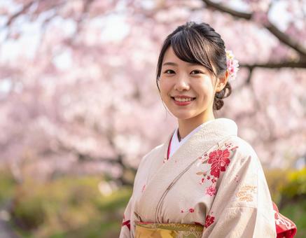 春・桜と和装(着物)の彼女 春・桜と和装(着物)の彼女の写真