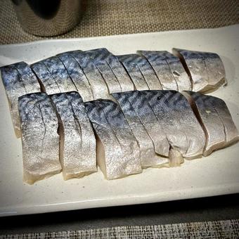 鯖のきずし 鯖のきずし 旦那飯,男の料理,手料理の写真素材