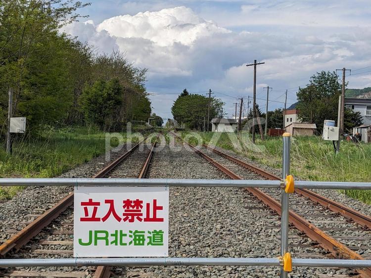JR根室本線 廃線　レール 北海道富良野市,富良野ー新得間,ローカル線の写真素材