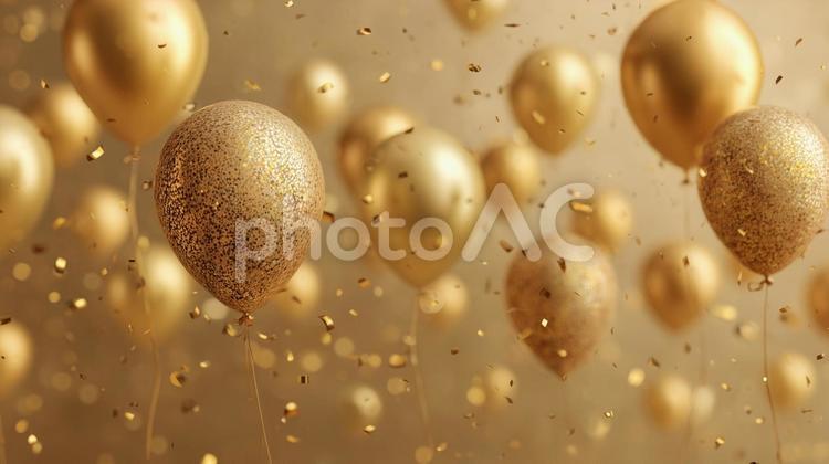 金の風船 キラキラ,風船,金の写真素材