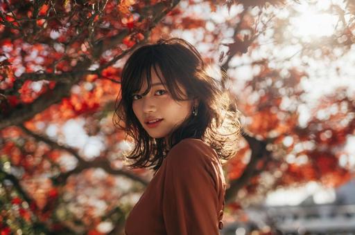 紅葉と女性-7 紅葉と女性-7の写真