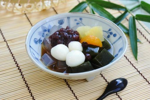 抹茶白玉あんみつ 抹茶白玉あんみつ 抹茶白玉あんみつ,抹茶ゼリー,寒天ゼリーの写真素材