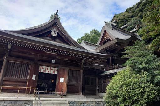 島根県-物部神社-本殿と拝殿 島根県-物部神社-本殿と拝殿 物部神社,神社,石見国の写真素材