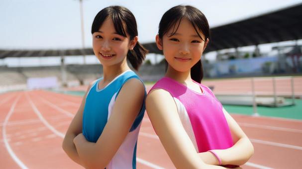 陸上競技を楽しむ若い女性20 陸上競技を楽しむ若い女性20の写真