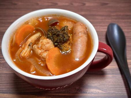 具だくさんトマトスープ 料理,スープ,トマトスープの写真素材