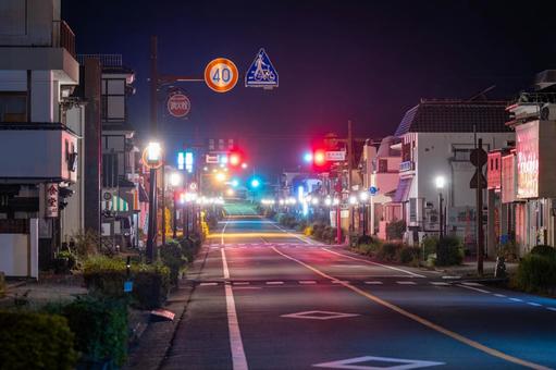 夜の宮崎県日南市飫肥 夜の宮崎県日南市飫肥 街並み,夜景,夜の写真素材
