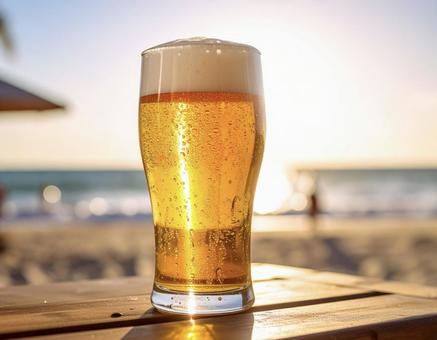 生ビールグラス シズル感 海 生ビールグラス シズル感 海の写真