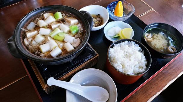 鴨鍋定食 鴨鍋,鍋料理,定食の写真素材