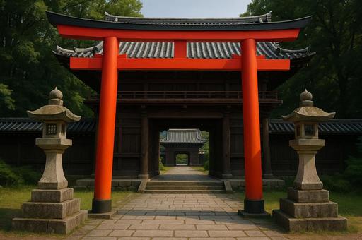 鳥居と城門の融合 鳥居と城門の融合の写真
