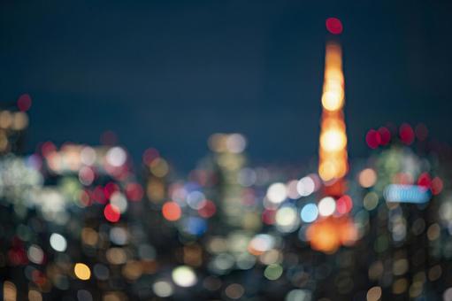 Night view of Tokyo (out focus), tokyo, night view, tokyo tower, JPG