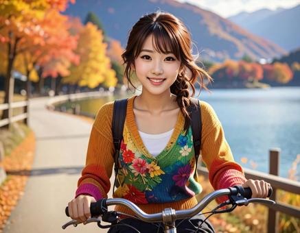 秋のサイクリング 秋のサイクリングの写真