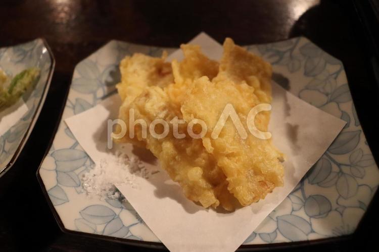 白神うどの天ぷら。季節の山菜。 白神うど,独活,山菜の写真素材