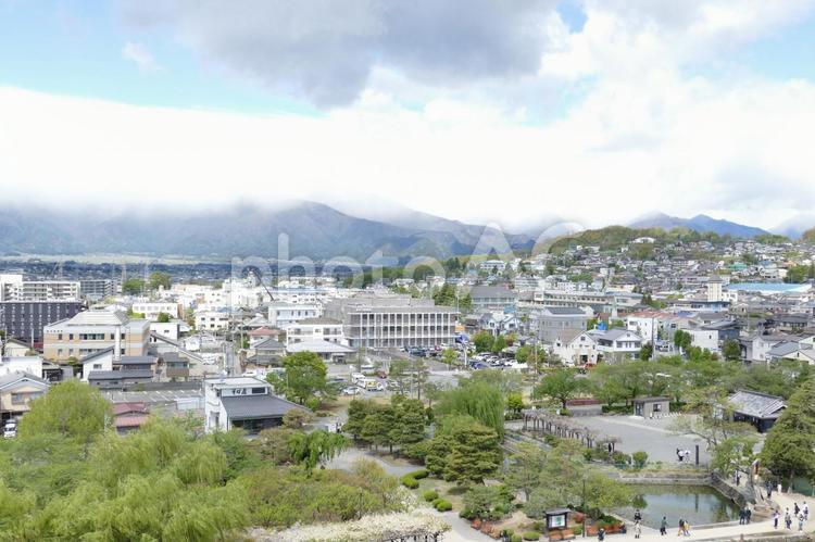 松本城から　長野県 松本城,城,城下町の写真素材