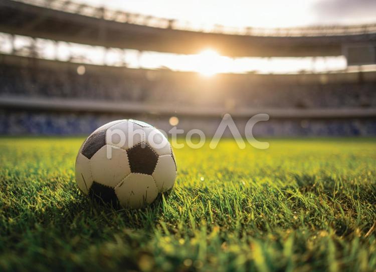 サッカーボールとスタジアム サッカーボール,サッカー,ボールの写真素材