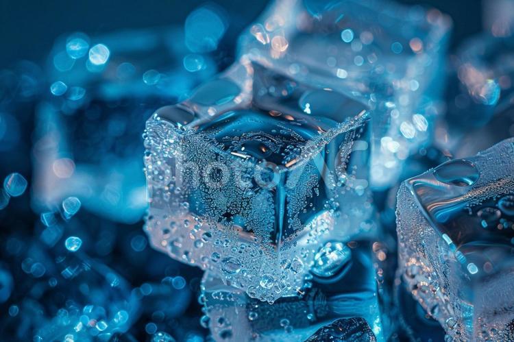 夏を感じるクールな氷の質感 氷,水滴,冷たいの写真素材