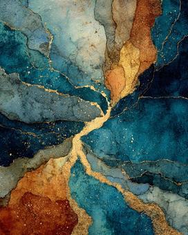 幻想的なゴールドが輝く水彩背景の写真