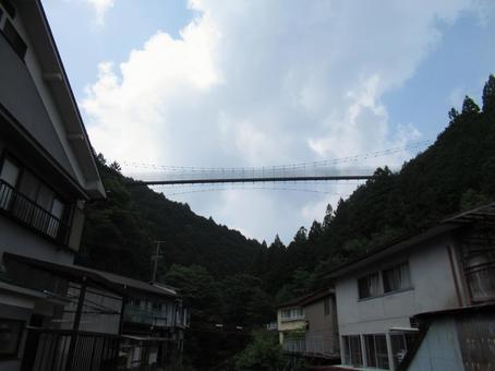Photo, tenkawa village, nara prefecture, suspension bridge, 