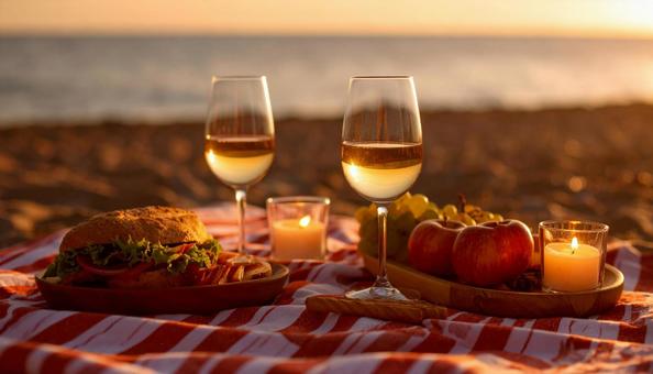 ビーチでピクニック ビーチでピクニックの写真