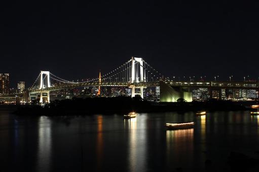 お台場の夜 夜景,深夜,海の写真素材
