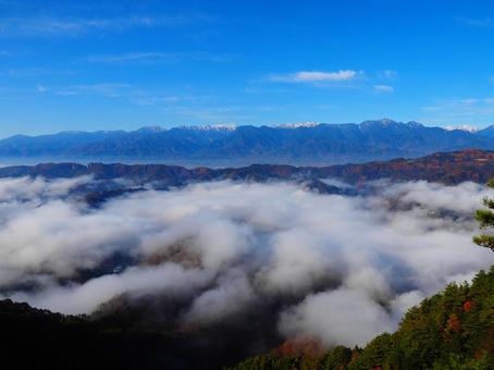 生坂・京ヶ倉からの景色（北アルプス） 京ヶ倉,北アルプス,犀川の写真素材