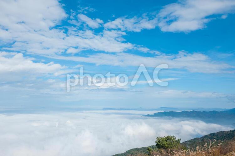 絶景、瀬戸内海を覆う雲海！ 背景,背景素材,雲海の写真素材
