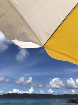 海とパラソル 海とパラソルの写真