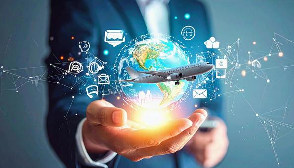 ビジネスマンの手の上のコミニケーションの写真