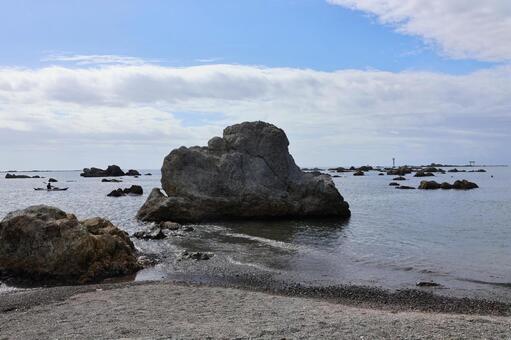 １０月中旬の森戸海岸からの風景 森戸海岸,海,空の写真素材